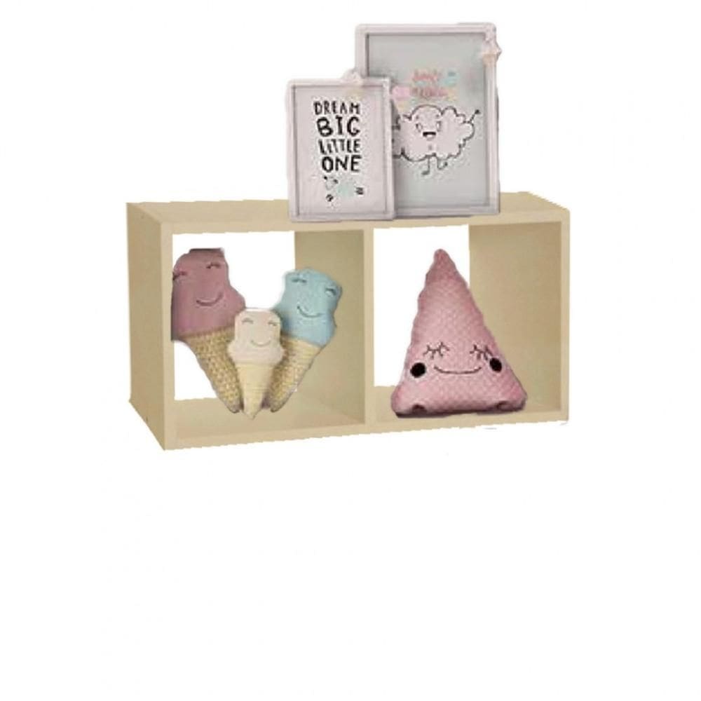 Nicho Duplo 60x30x20 Cm Em Mdf Natural [F031]