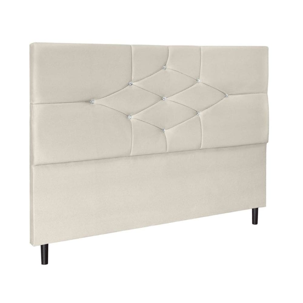Cabeceira Cama Solteiro 90 cm Camboriú Suede Bege E Frame