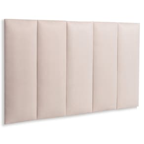 Cabeceira Solteiro Estofada  Kit 5 Placas  Reta - Suede Creme / Off White