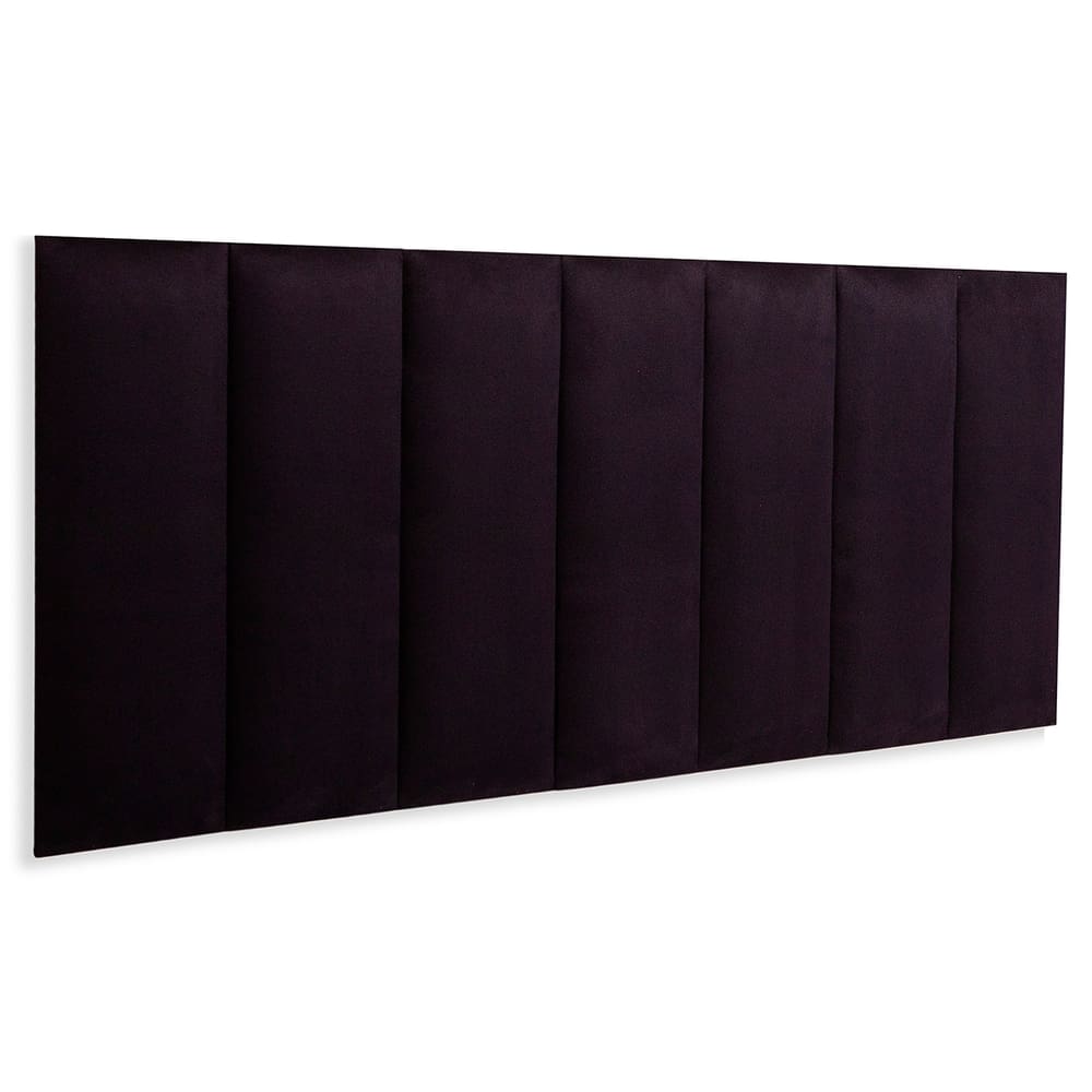 Cabeceira Casal Estofada  Kit 7 Placas  Reta - Suede Preto