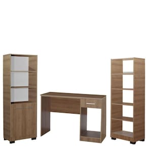 Kit 2 Estante Livros Mesa Escrivaninha Onix Com Porta