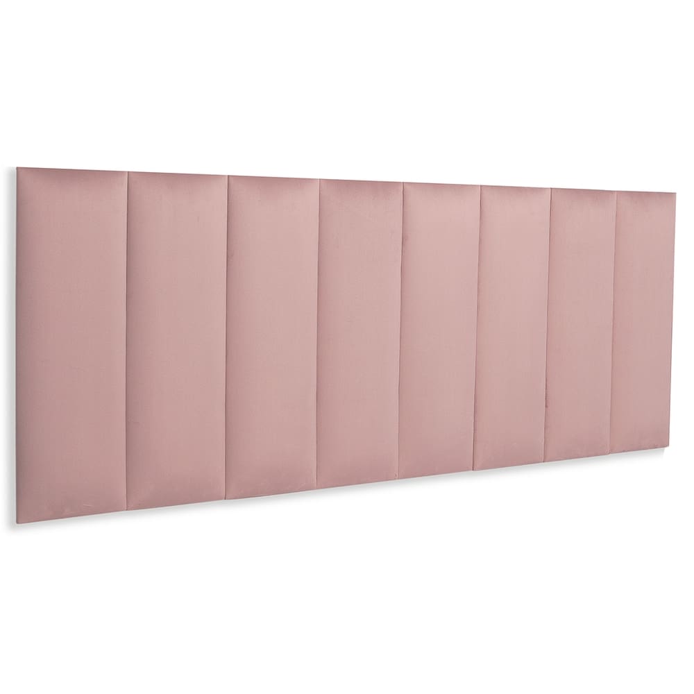Cabeceira Queen Estofada  Kit 8 Placas  Reta - Veludo Nude