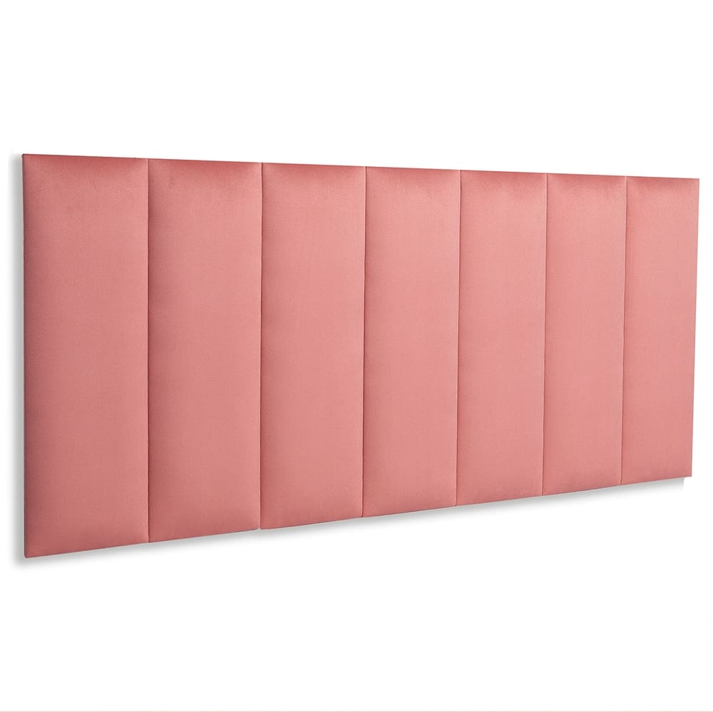 Cabeceira Casal Estofada Kit 7 Placas Reta - Veludo Rosê