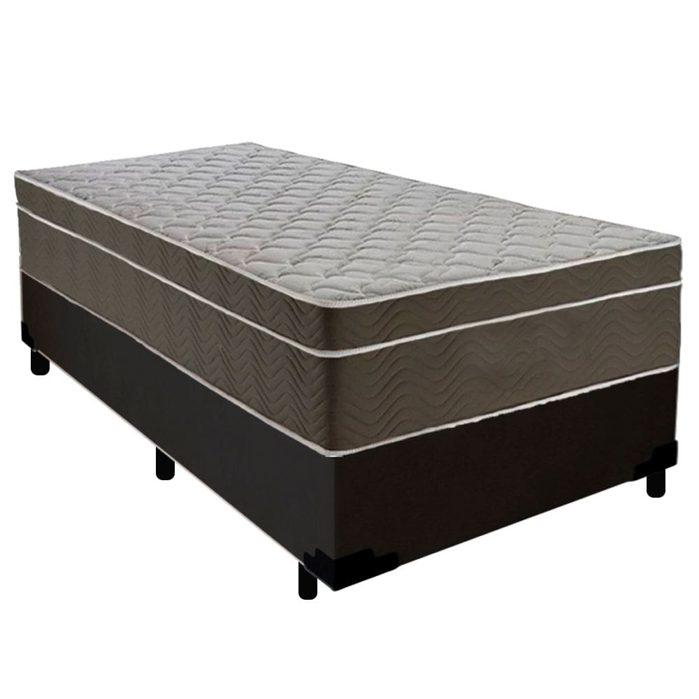 Cama Box Suede Solteiro + Colchão SerenePrime Molas Ensacadas 88x188x65