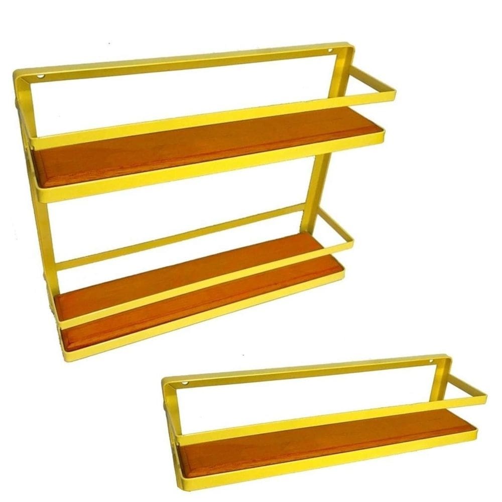 Kit Prateleira Aparador De Parede Ou Mesa Multiuso Amarelo