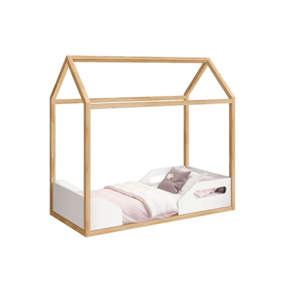Mini Cama Montessoriana Zoe Infantil Branco Fosco / Madeira Pinus - Reller