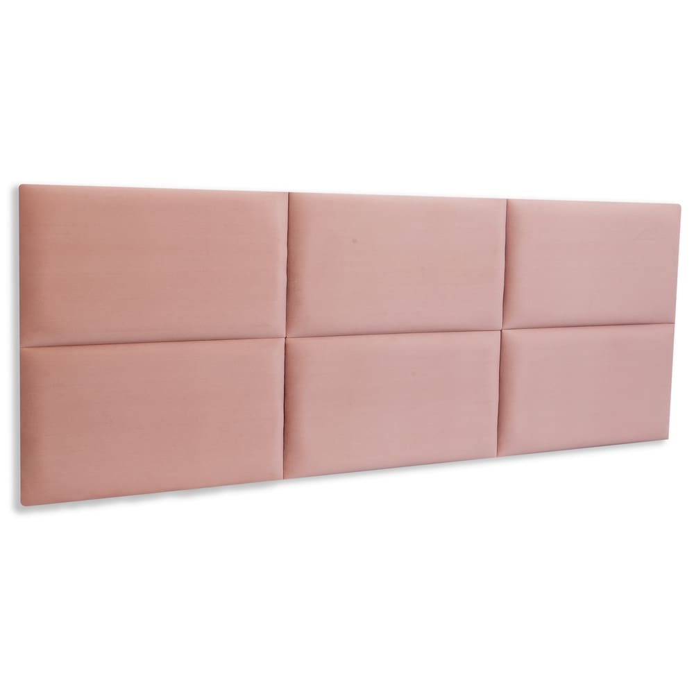 Cabeceira Queen Estofada  Kit 6 Placas  Retangular - Veludo Nude