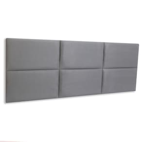 Cabeceira Queen Estofada Kit 6 Placas Retangular - Suede Cinza