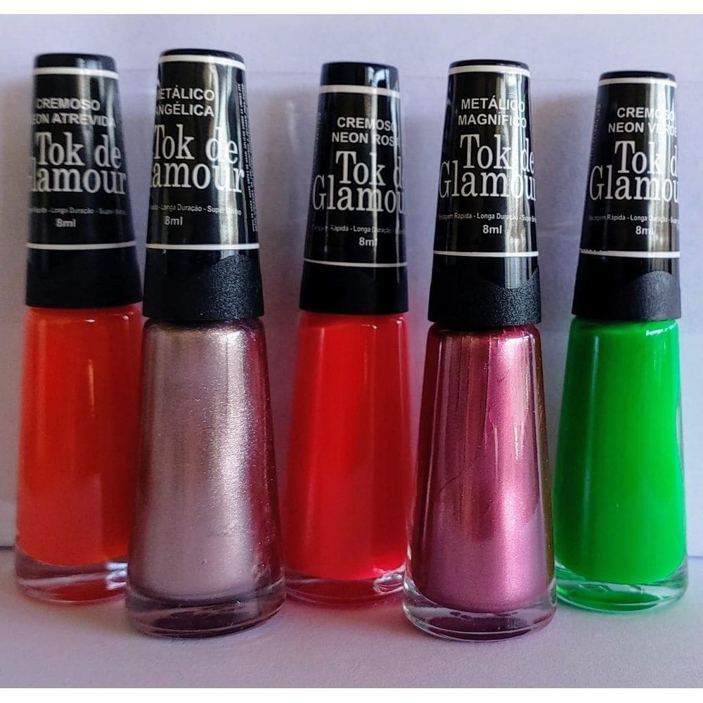 Kit Esmalte Tok De Glamour 5 Cores + 2 Peliculas De