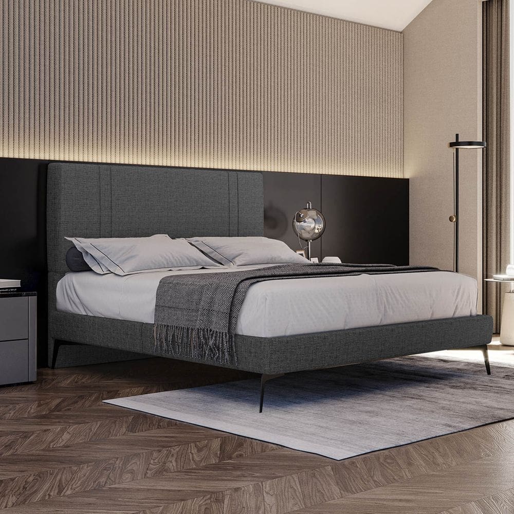 Base Bi Partida Slim Queen em Linho com Cabeceira Skybox