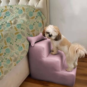 Escada Pet Para Cães e Gatos Teddy 3 Degraus Rosa
