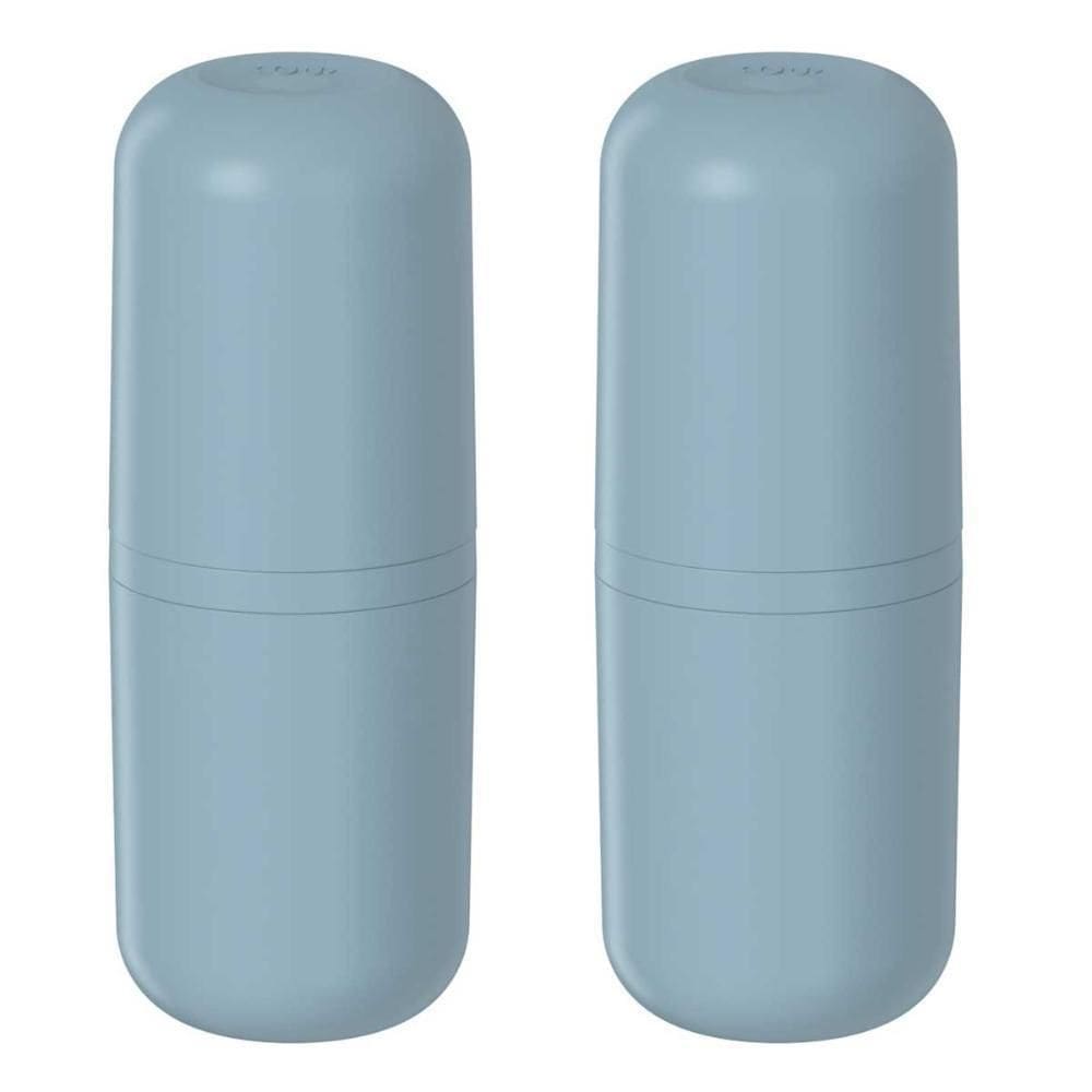 2X Porta Escova De Dente Banheiro Ou Bold Azul Com Tampa