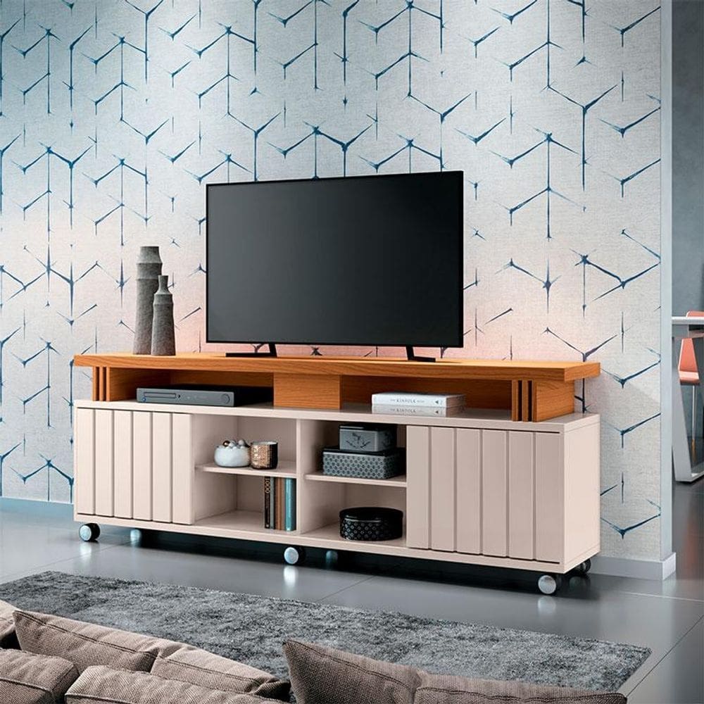 Rack bancada para Sala Ambiente Rivera 1.8 Off White Cinamomo – HB Móveis
