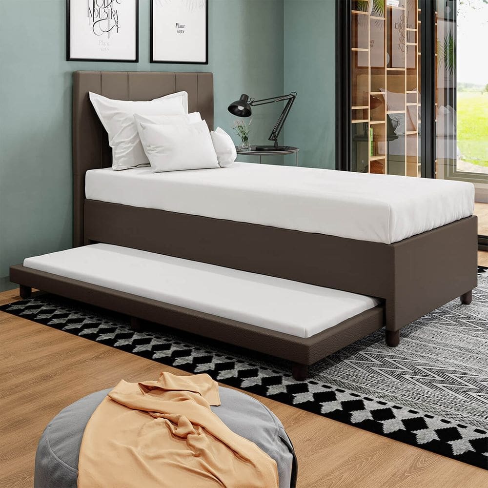 Base Cama Box Solteirão com Cama Auxiliar Corino SkyBox