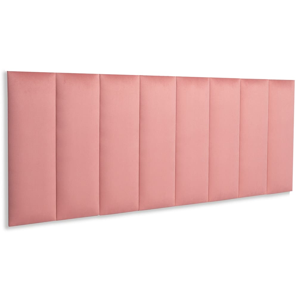 Cabeceira Queen Estofada Kit 8 Placas Reta - Veludo Rosê