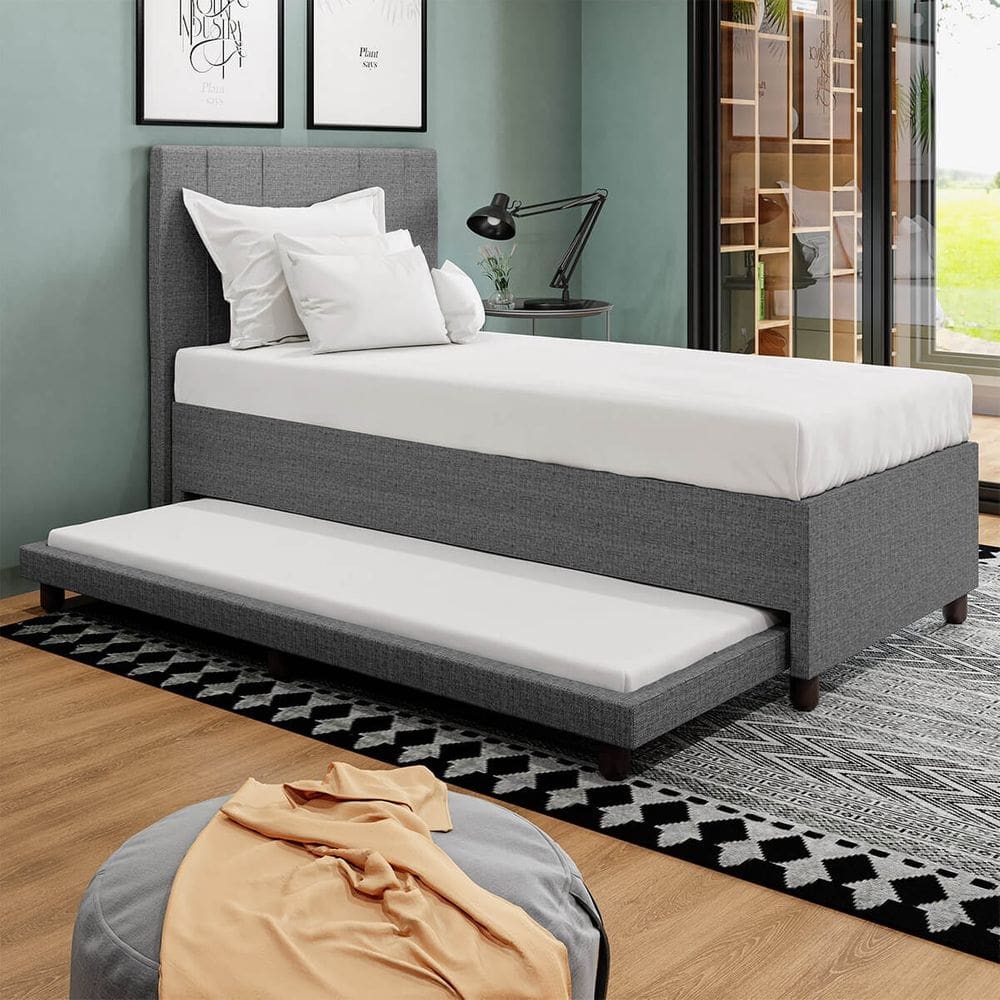 Base Cama Box Solteirão com Cama Auxiliar Linho SkyBox