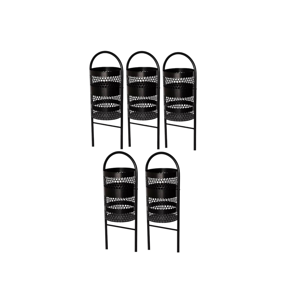 Kit 5 Lixeiras para Pátios Parques Redonda em Tela de Moeda