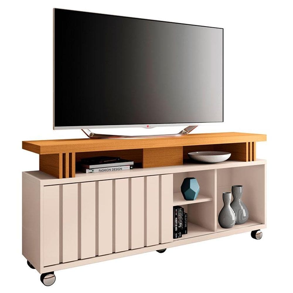 Rack Bancada para Sala Rivera 1.3 Off White Cinamomo – HB Móveis
