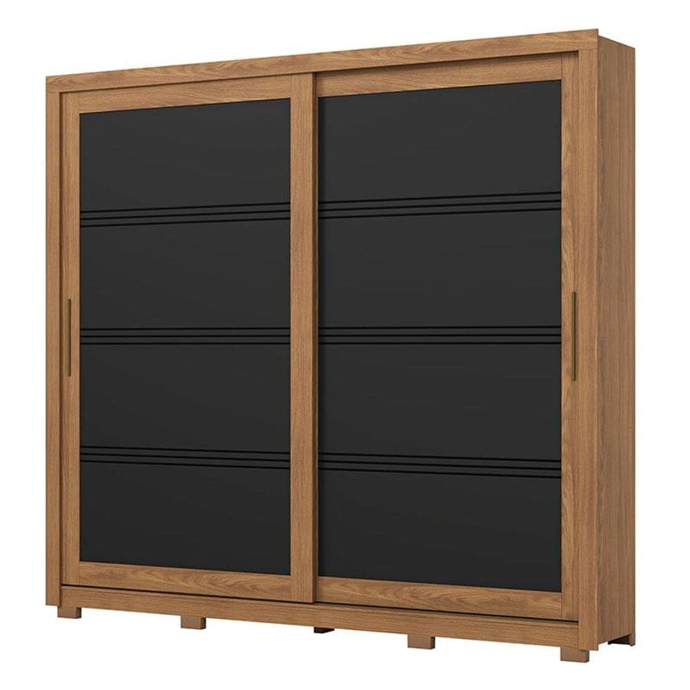 Guarda Roupa Casal Medelín 2 Portas Deslizantes Nature Preto HP - Henn
