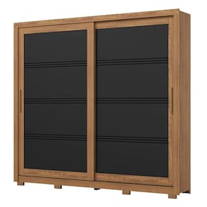 Guarda Roupa Casal Medelín 2 Portas Deslizantes Nature Preto HP - Henn
