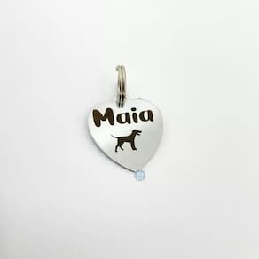 Pingente Plaquinha Plaqueta Pet Cachorro Gato Personalizado Cor Prateado Coração