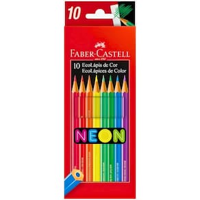 Lápis De Cor Sextavado EcoLápis 10 Cores Neon Faber Castell