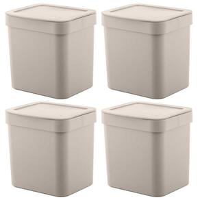 4X Lixeira De Cozinha Pequena 2,5 Litros Ou Trium Bege