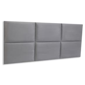 Cabeceira Casal Estofada Kit 6 Placas Retangular - Suede Cinza