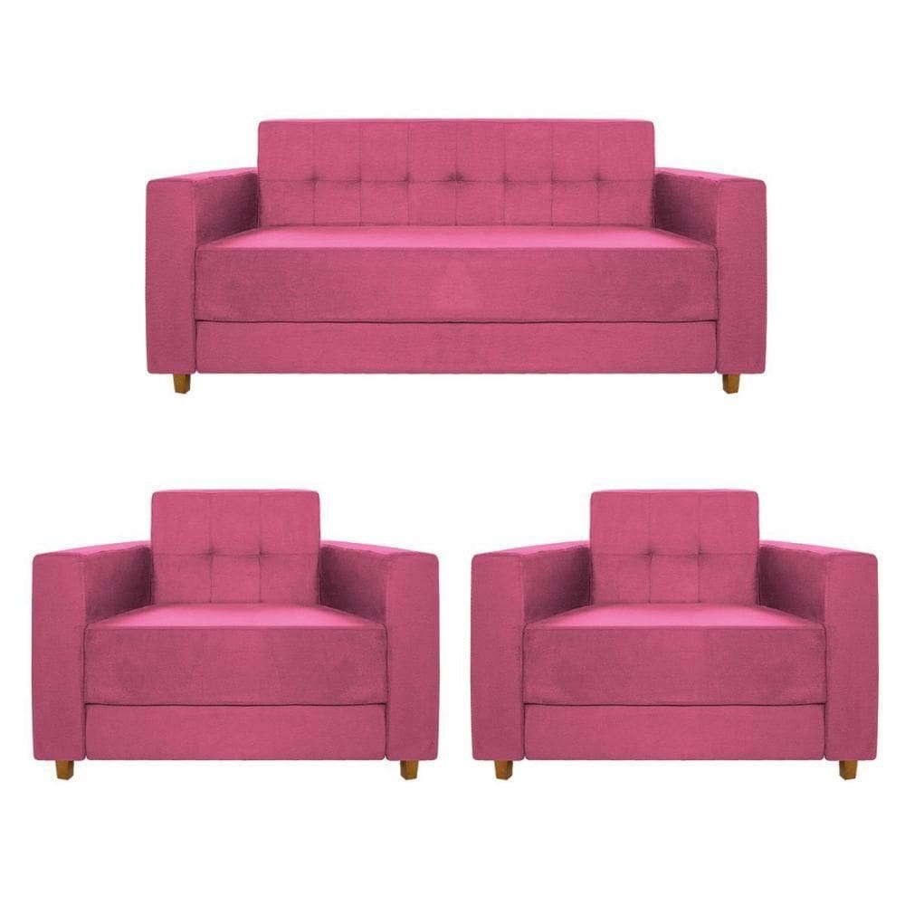 Kit Sofá 2 Lugares e 2 Poltronas Denver Corano Pink