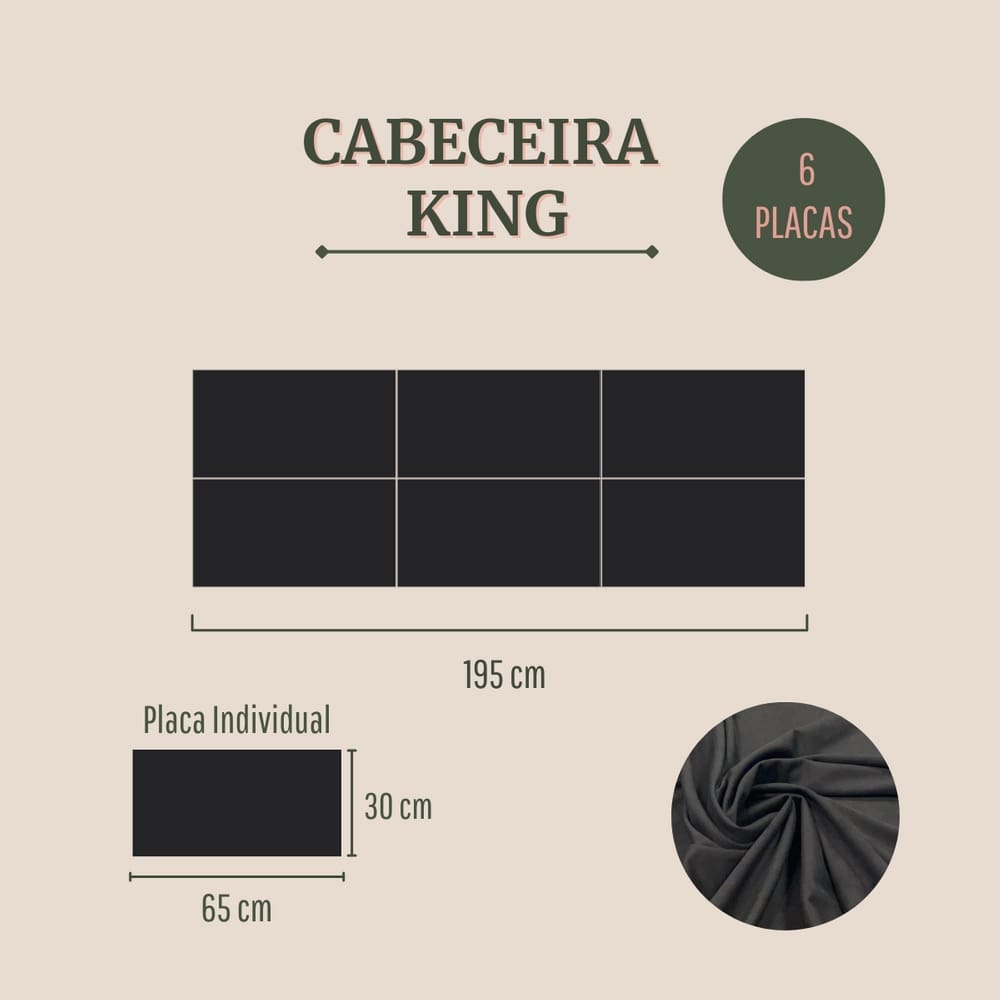 Cabeceira King Estofada  Kit 6 Placas  Retangular - Suede Preto