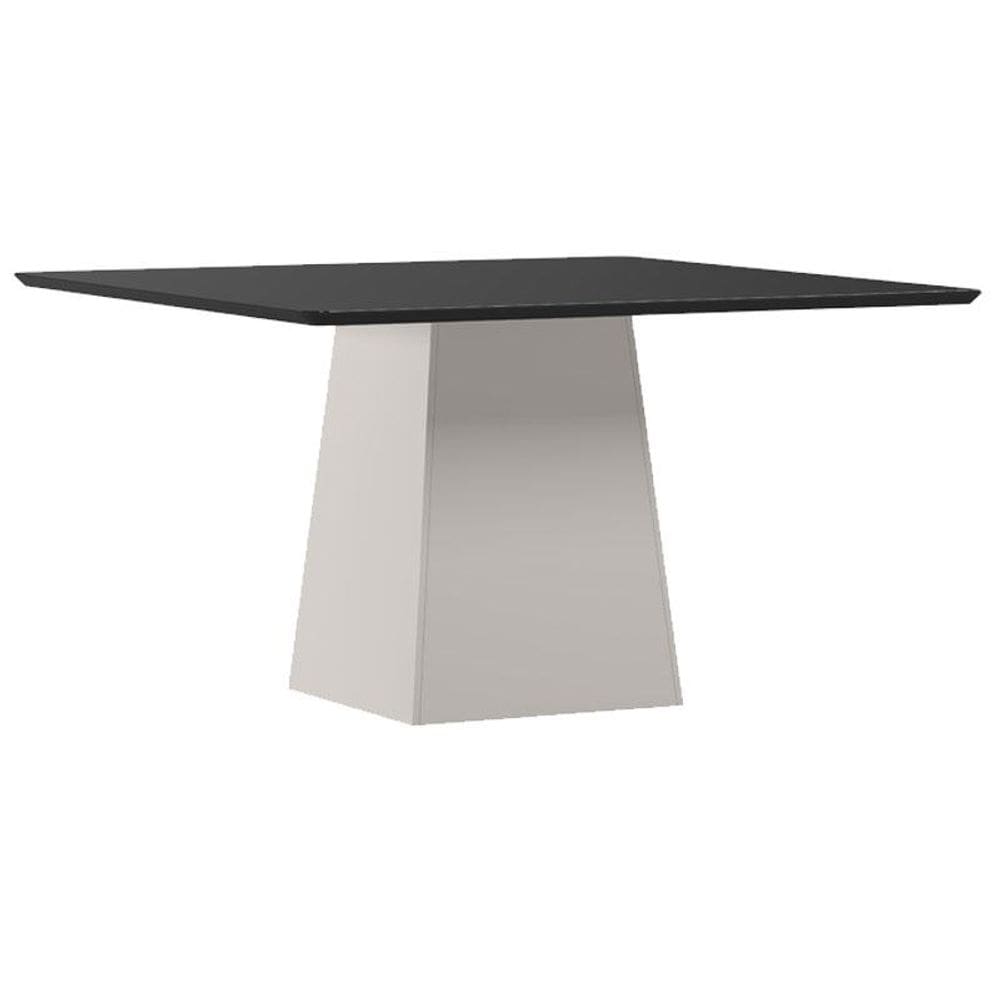 Mesa de Jantar 135x135 cm Barbara com Vidro Off White Preto – New Ceval