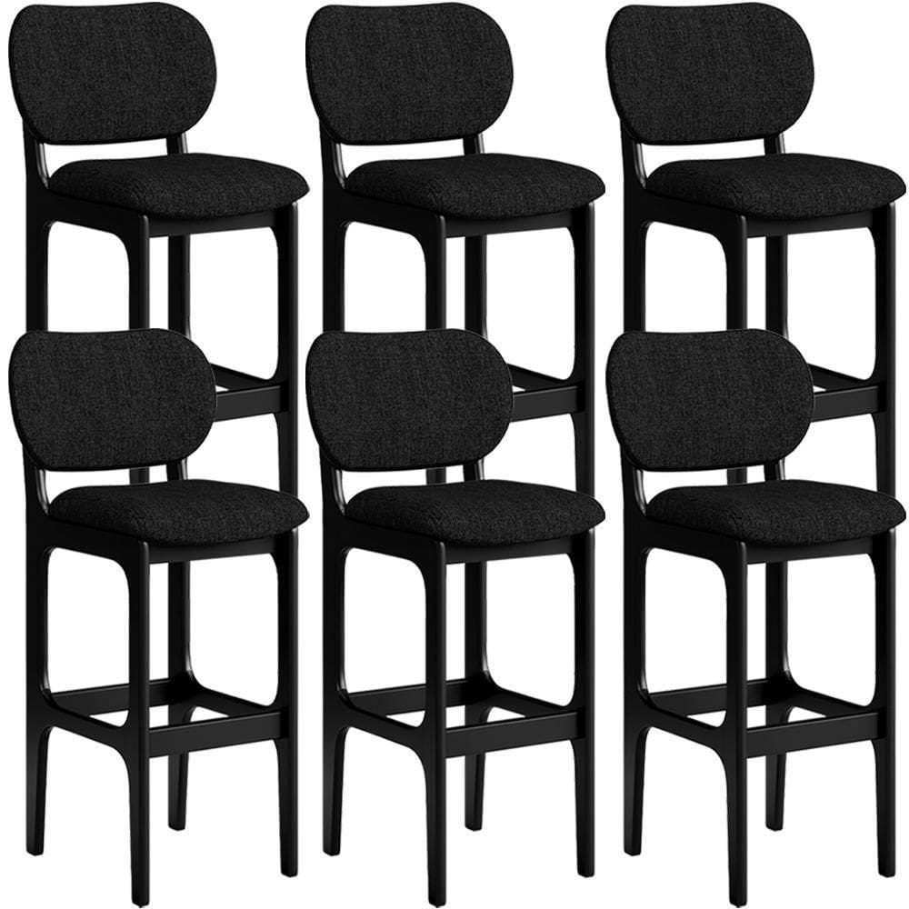 Kit 6 Banquetas Alta Betta Preto Linho Cinza