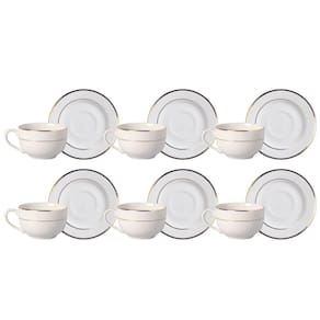 Jogo Xicaras De Chá Com Pires 4Pcs 250Ml Borda Dourada Ouro