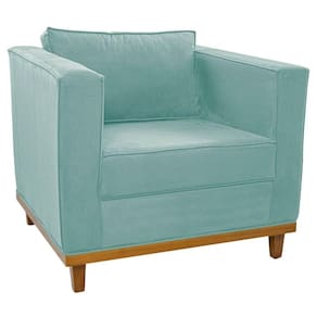Poltrona Decorativa Europa Suede Azul Tiffany