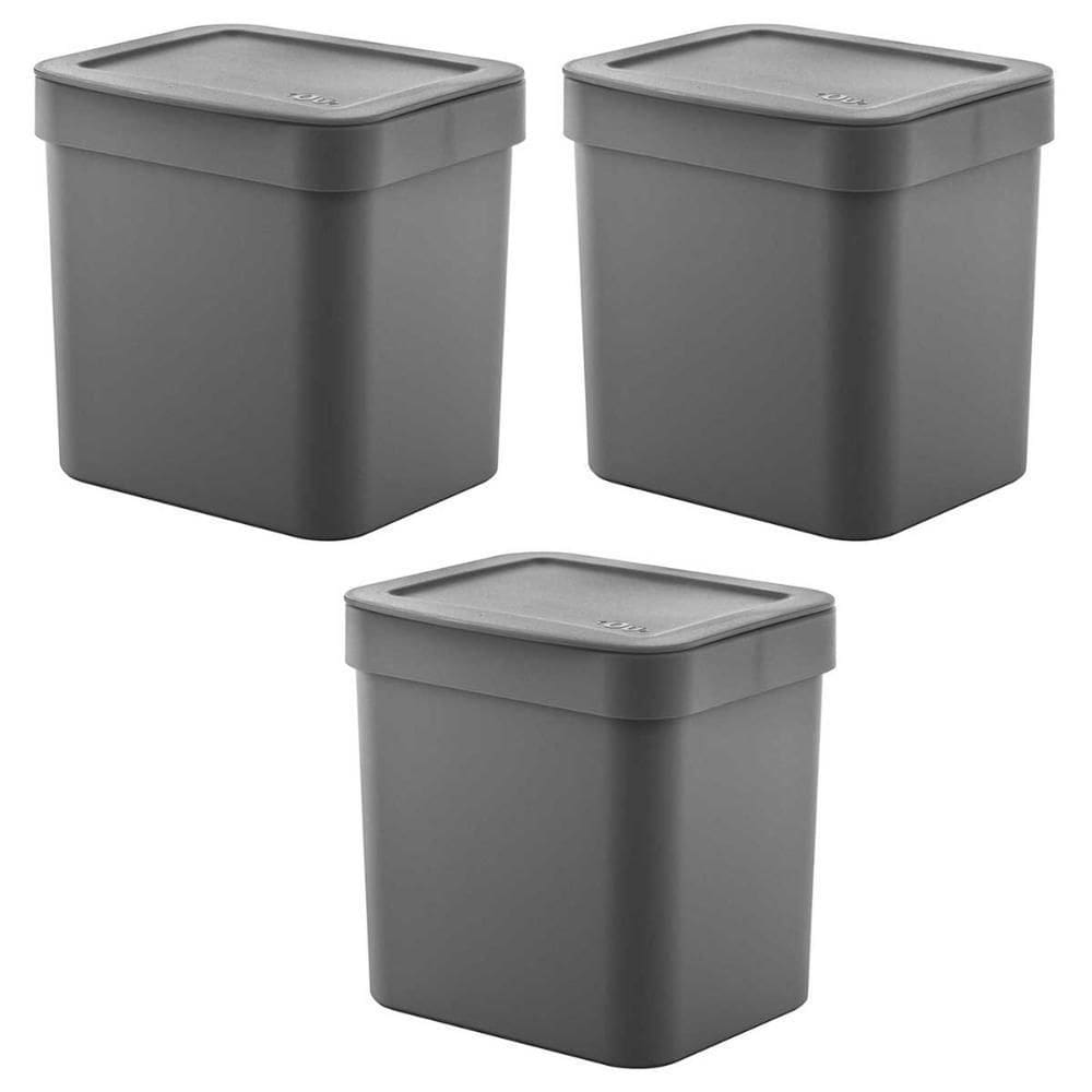 3X Lixeira De Cozinha Pequena 4,7 Litros Ou Trium Cinza