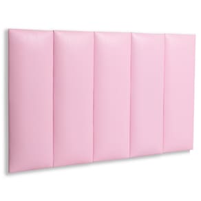 Cabeceira Solteiro Estofada Kit 5 Placas Reta - Courino Rosa