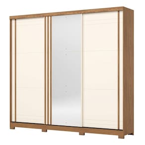 Guarda Roupa Casal Fazano 3 Portas Deslizantes Nature Off White - Henn