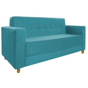 Sofá 2 Lugares Denver Suede Azul Turquesa