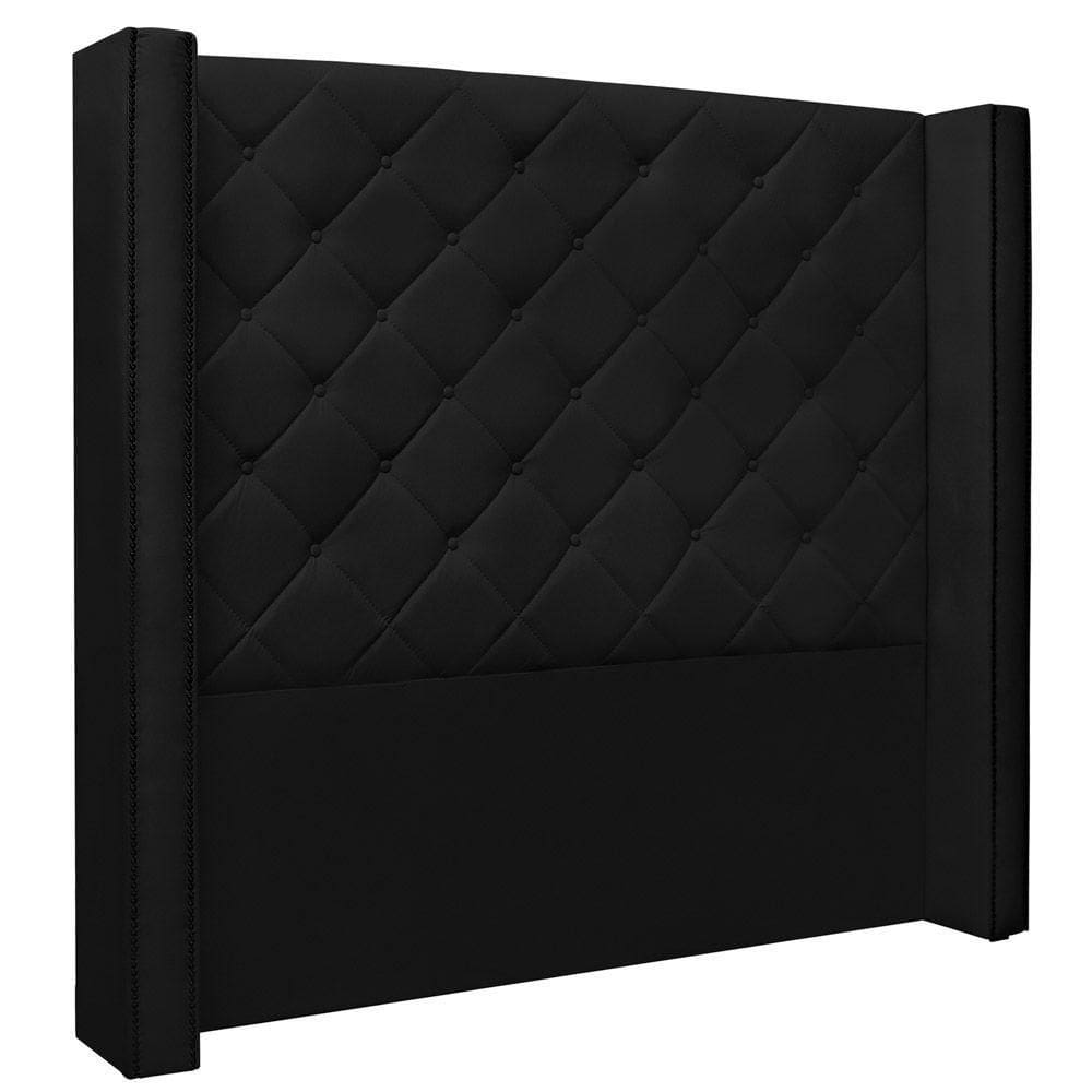 Cabeceira Estofada Box Casal Queen Size Alteza 160cm Preto