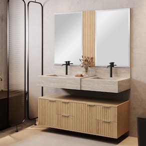 Bancada em Porcelanato 120cm com Cuba Esculpida Ripy Travertino