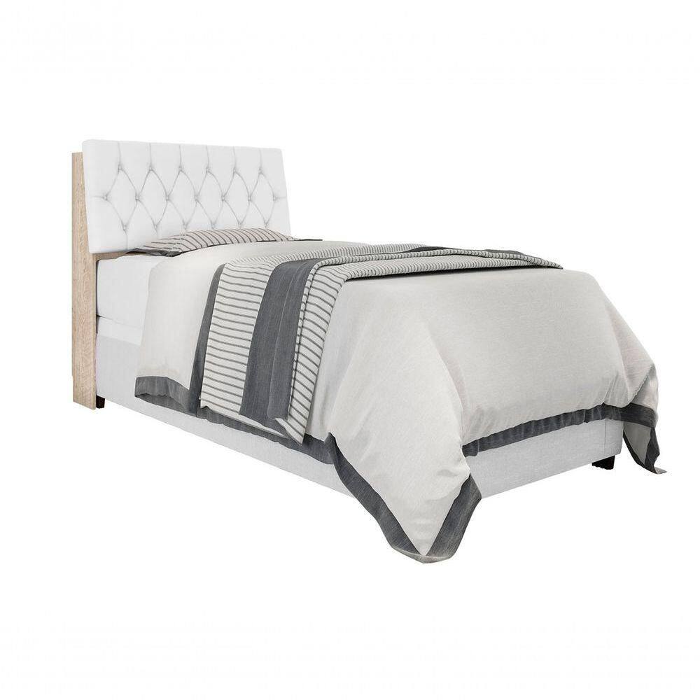 Cabeceira Box Solteiro Isis Amarula Com Capitonê Branco