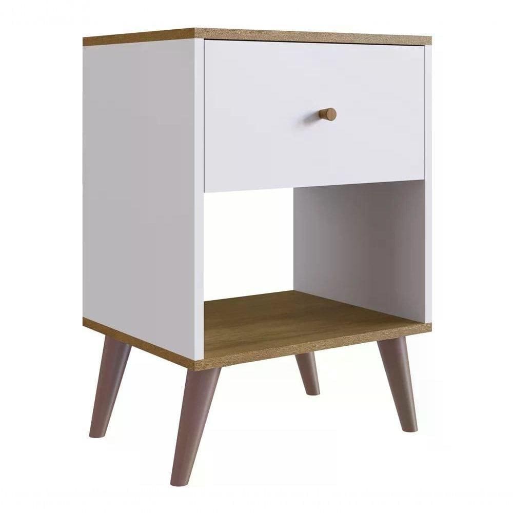 Mesa De Cabeceira 01 Gaveta Re001 Branco Mel Pp Branco Mel