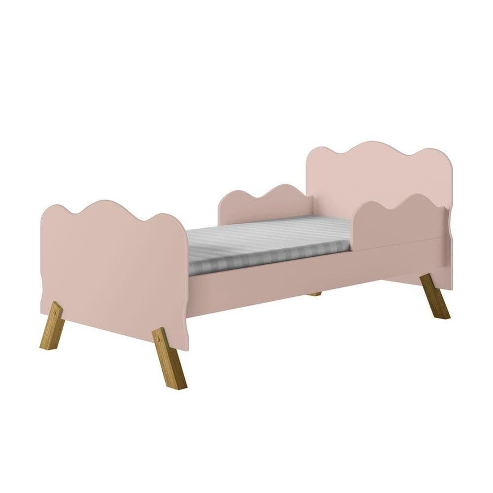 Cama Infantil Nuvem Rosa Com Proteção Lateral