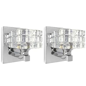 Kit 2 Arandela Cristal Prata K9 Interna Para Lavabo G9 Bet38