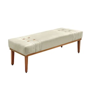 Divã Recamier Retrô Base Madeira para Quarto Gênova 140cm Veludo Bege S04 - D`Rossi