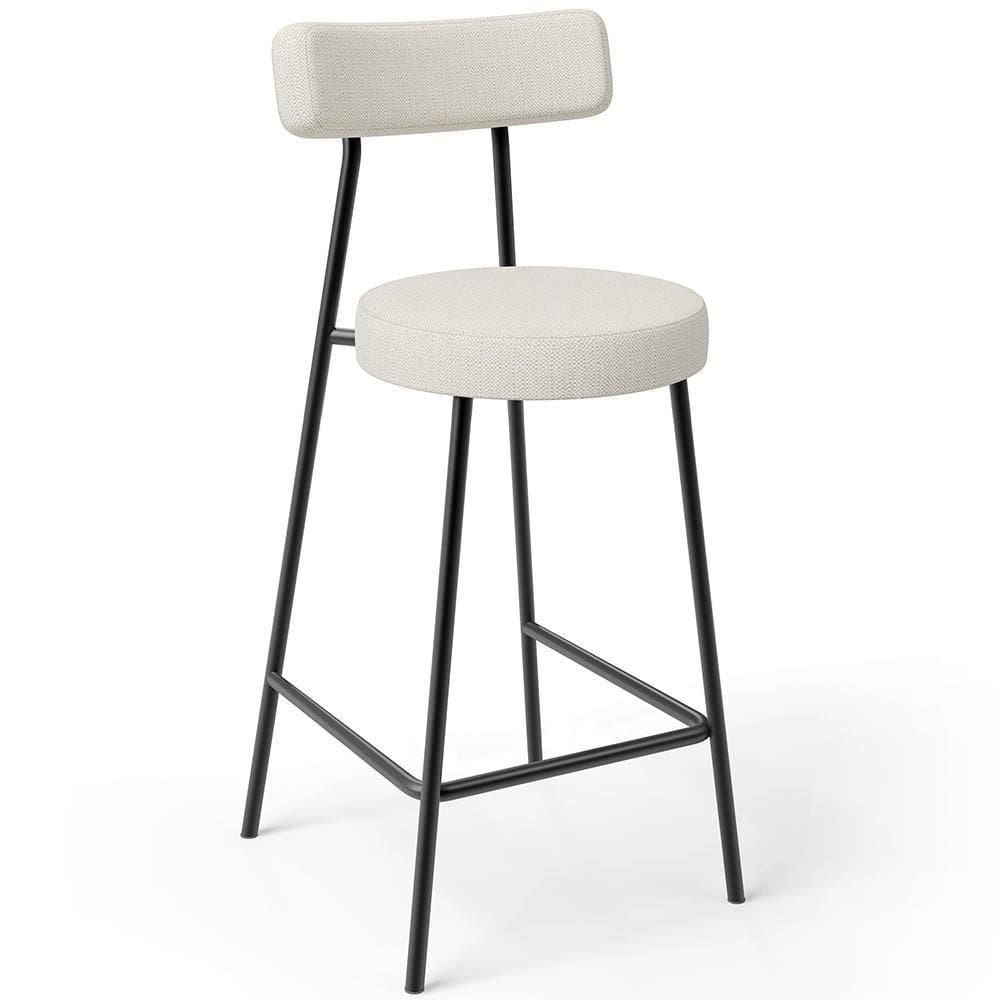 Banqueta Baixa Para Cozinha Sala De Jantar Bar Bancada Milão L02 Linho Champagne -LyamDecor