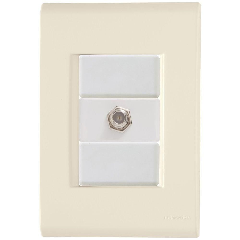 Cj Tomada Conexão Tv Sat Coaxial Liz Bege Tramontina Completo Pronto Tramontina