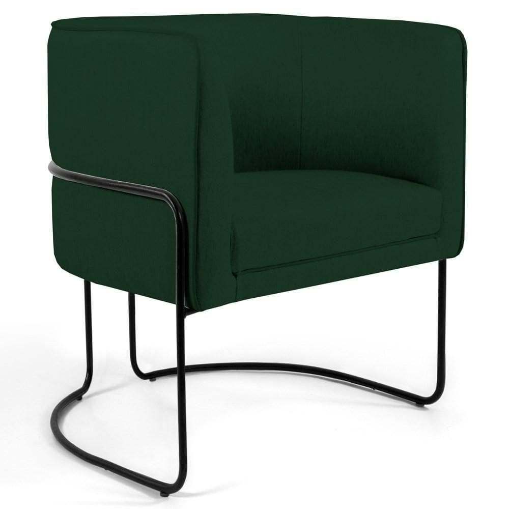 Poltrona Base Aço Betina B-303 Veludo Verde Musgo - Domi