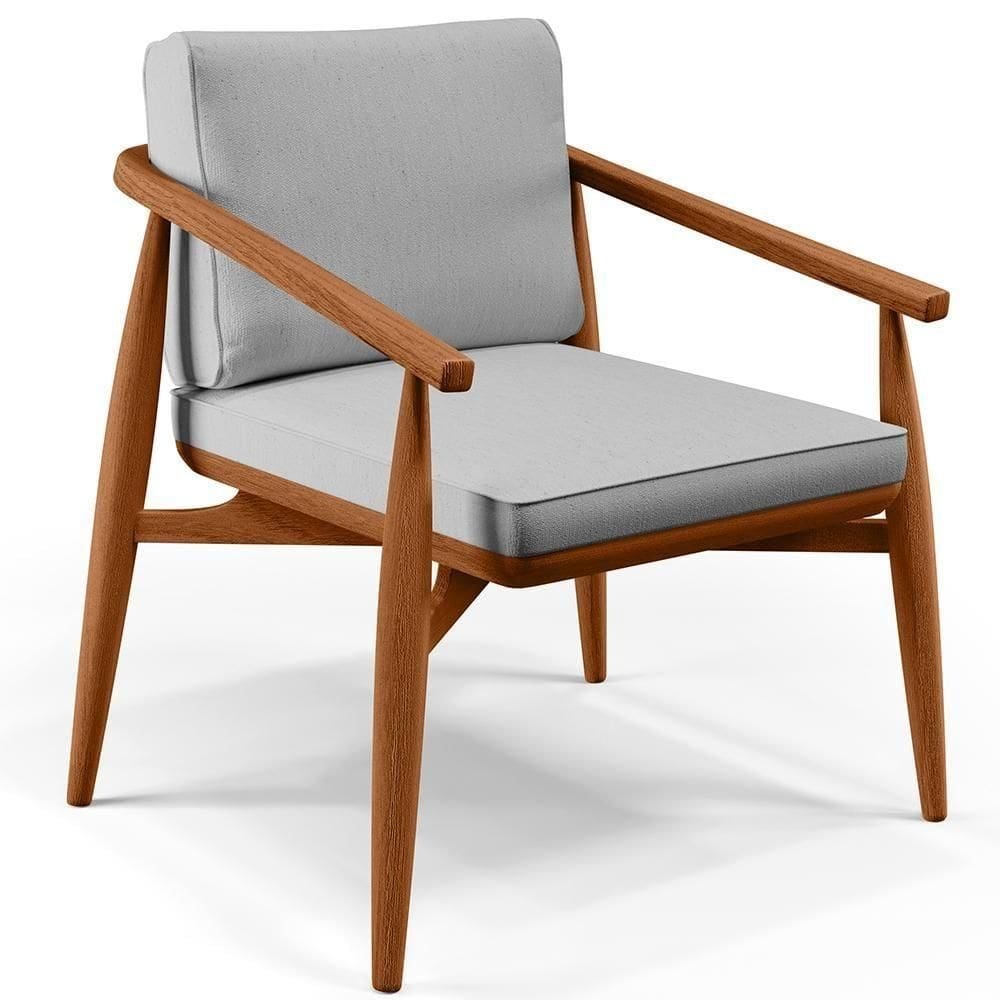 Poltrona Sala De Estar Com Cintas De Corano Lavínia Cinza