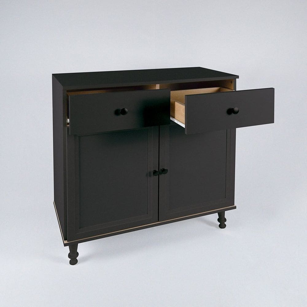Aparador Buffet Ditália 2 Gavetas 2 Portas Riviera Preto